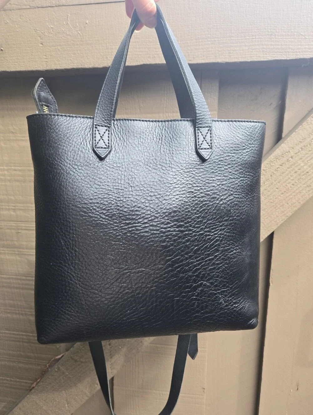 Madewell Zip Top Transport Crossbody Black Leather Tote Small - Picture 9 of 13